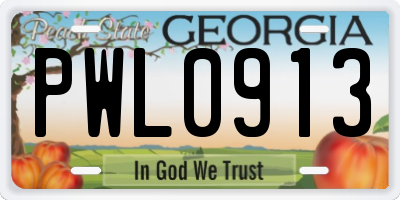 GA license plate PWL0913