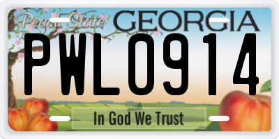 GA license plate PWL0914