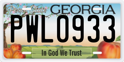 GA license plate PWL0933