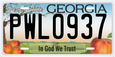 GA license plate PWL0937