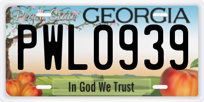 GA license plate PWL0939