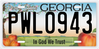GA license plate PWL0943