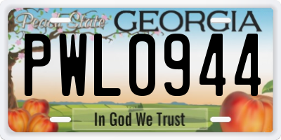GA license plate PWL0944