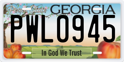 GA license plate PWL0945