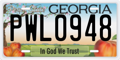 GA license plate PWL0948