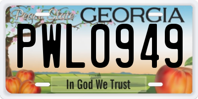 GA license plate PWL0949