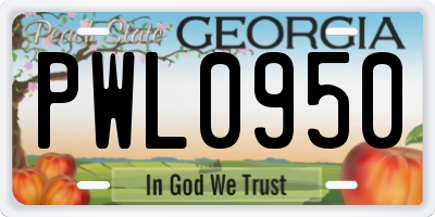 GA license plate PWL0950