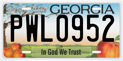 GA license plate PWL0952