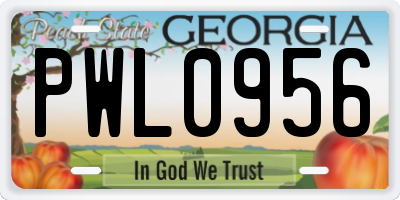 GA license plate PWL0956