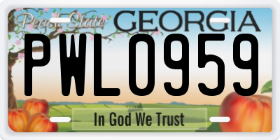 GA license plate PWL0959
