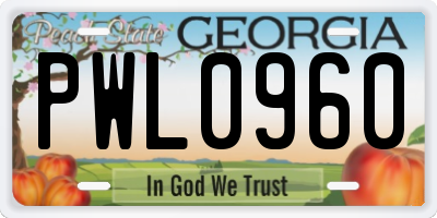 GA license plate PWL0960