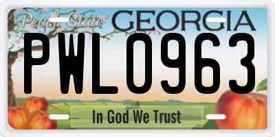 GA license plate PWL0963