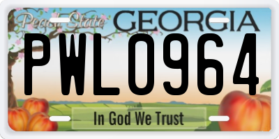 GA license plate PWL0964