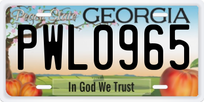 GA license plate PWL0965