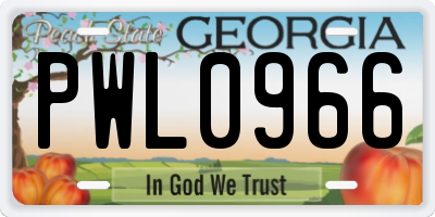 GA license plate PWL0966