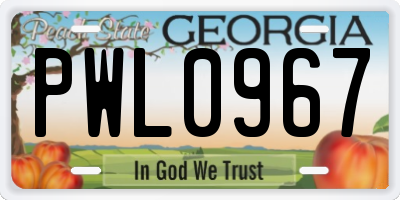 GA license plate PWL0967