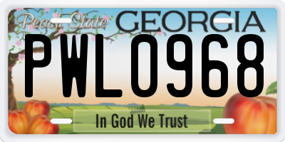 GA license plate PWL0968