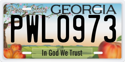 GA license plate PWL0973