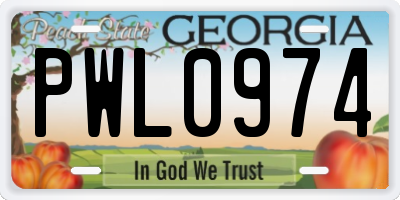 GA license plate PWL0974