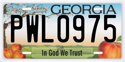 GA license plate PWL0975