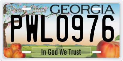 GA license plate PWL0976
