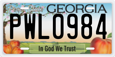 GA license plate PWL0984