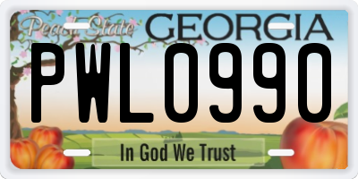 GA license plate PWL0990