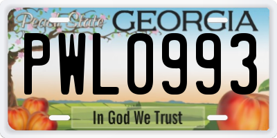 GA license plate PWL0993