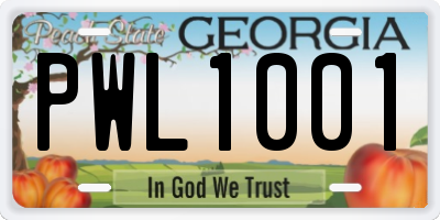 GA license plate PWL1001