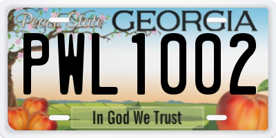 GA license plate PWL1002