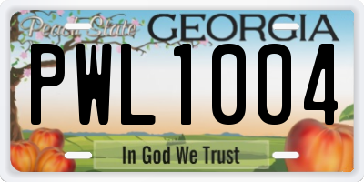 GA license plate PWL1004