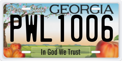 GA license plate PWL1006