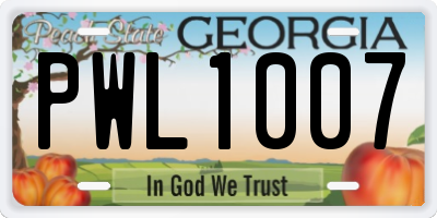 GA license plate PWL1007