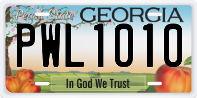 GA license plate PWL1010