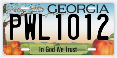 GA license plate PWL1012