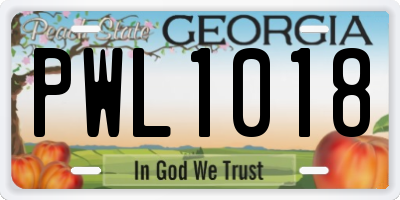 GA license plate PWL1018