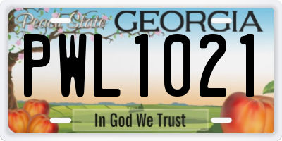 GA license plate PWL1021