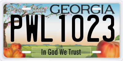 GA license plate PWL1023