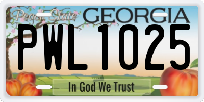 GA license plate PWL1025