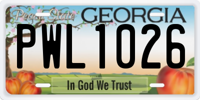 GA license plate PWL1026