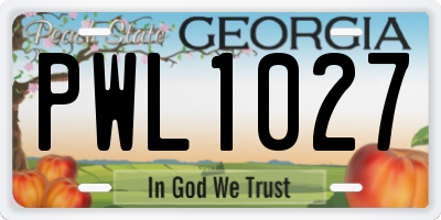 GA license plate PWL1027