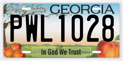 GA license plate PWL1028