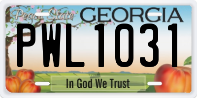GA license plate PWL1031