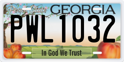 GA license plate PWL1032