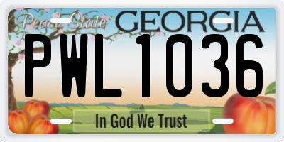 GA license plate PWL1036