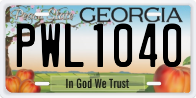 GA license plate PWL1040