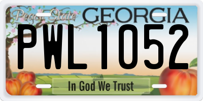 GA license plate PWL1052