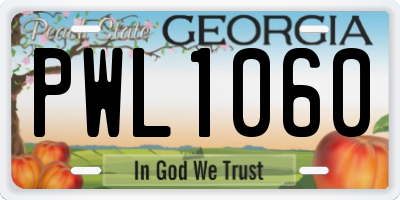 GA license plate PWL1060