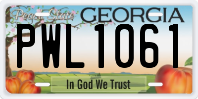 GA license plate PWL1061