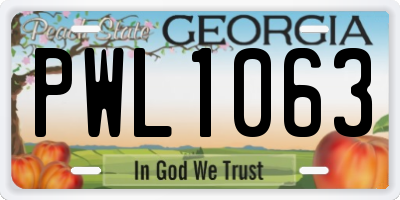 GA license plate PWL1063